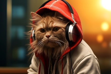 hip hop cat. Generative AI. high quality illustrationの素材