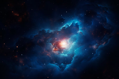 Blue space nebula. Generative AI. high quality illustrationの素材