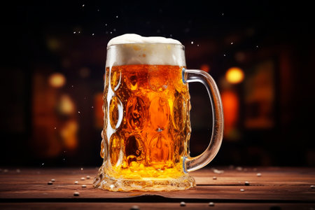 Beer mug with beer. Generative AI. high quality illustrationの素材