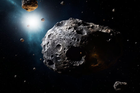 Asteroid in outer space. Generative AI. high quality illustrationの素材