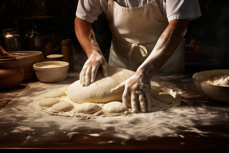 Making dough by hand. Generative AI. high quality illustrationの素材