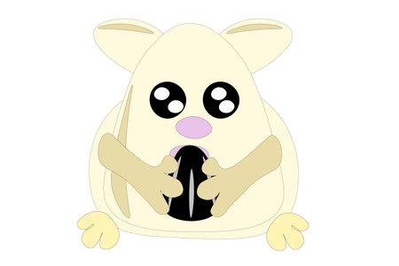 Hamster with a seed in its paws, children's drawing. vector illustrationのイラスト素材