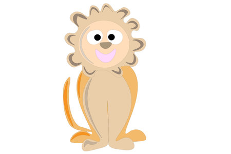 Funny lion on a white background, children's drawing. vector illustrationのイラスト素材