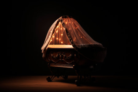 Children's lullaby in the rays of light. Generative AI. high quality illustrationの素材