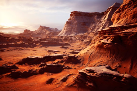 Surface of the planet Mars. Generative AI. high quality illustrationの素材