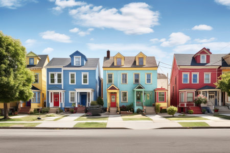 Beautiful colorful houses. Generative AI. high quality illustrationの素材