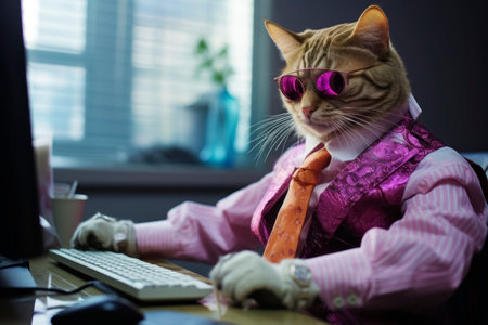 Cat lawyer in court. Generative AI. high quality illustrationの素材