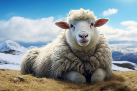 beautiful sheep in nature. Generative AI. high quality illustrationの素材