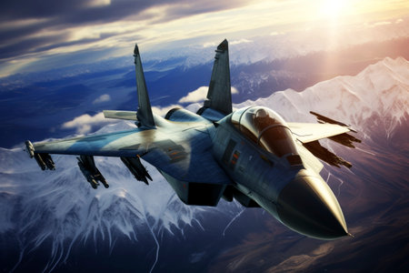 Fighter plane in the sky. Generative AIの素材