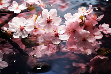 Beautiful sakura flowers. Generative AI. high quality illustrationの素材