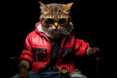 hip hop cat. Generative AI. high quality illustrationの素材
