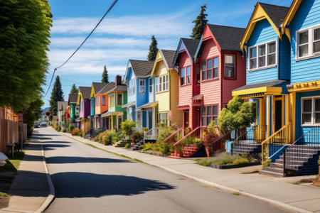 Beautiful colorful houses. Generative AI. high quality illustrationの素材