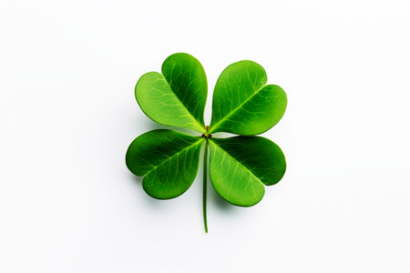 Four leaf clover on a light background. Generative AI. high quality illustrationの素材
