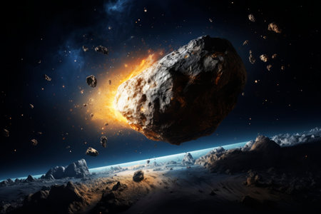 Asteroid in outer space. Generative AI. high quality illustrationの素材