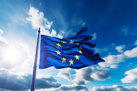 European Union flag. Generative AI. High quality photoの素材