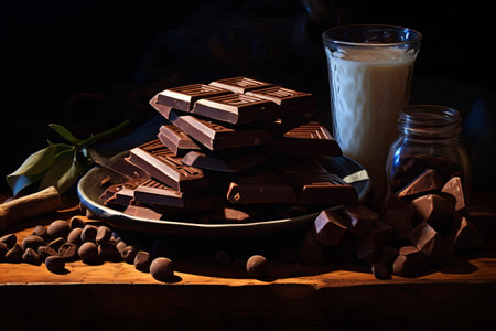 Chocolate bars in composition. Generative AI. High quality photoの素材