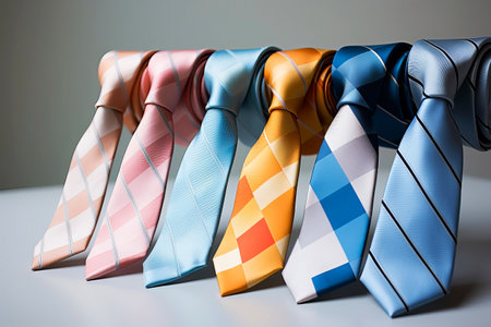 Multi-colored ties. Generative AI. High quality photoの素材