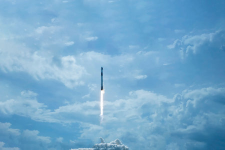 Rocket launch into space. High quality photo