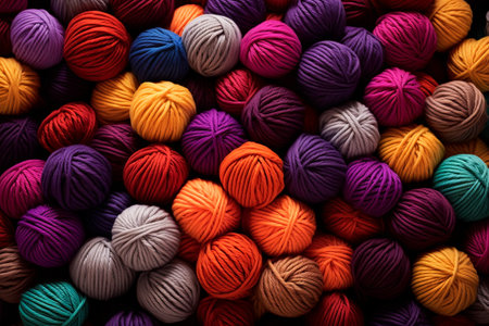 Multi-colored balls of thread. Generative AI. High quality photoの素材