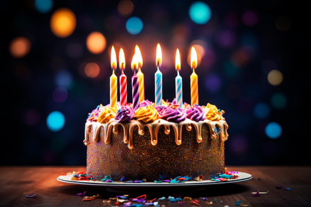 Cake with candles. Generative AIの素材