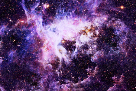 Blue space nebula. Elements of this image furnished by NASA