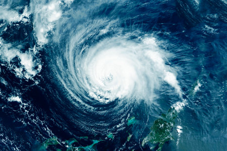 Hurricane, tornado view from space. High quality photo