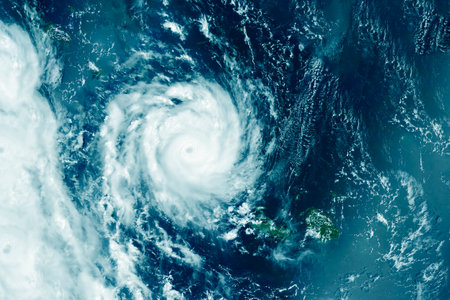 Hurricane, tornado view from space. Elements of this image furnished by NASA. High quality photo