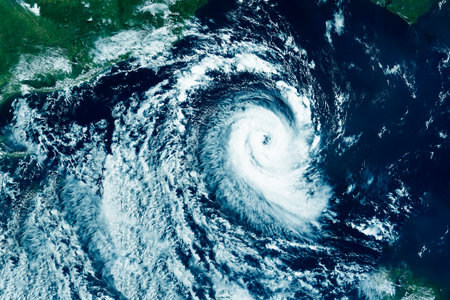 Hurricane, tornado view from space. Elements of this image furnished by NASA. High quality photo