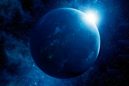 Exoplanet on a dark background. Elements of this image furnished by NASA. High quality photo