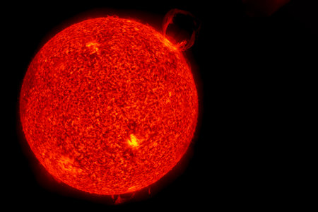 The sun from space on a dark background. High quality photo