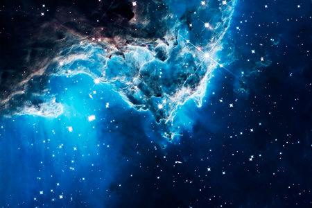Blue galaxy in deep space. High quality photo