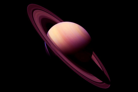 Planet Saturn on a dark background.