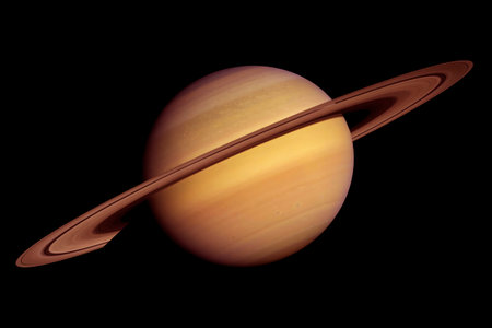 Planet Saturn on a dark background. Elements of this image furnished by NASAの写真素材