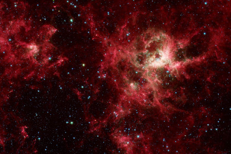 Red cosmic nebula. Elements of this image furnished by NASA