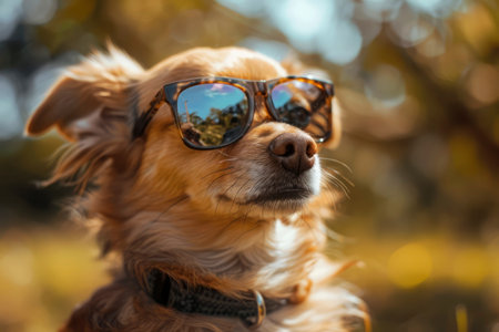 Dog with glasses. Generative AI. High quality photoの素材