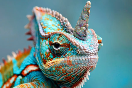 Chameleon in a cap. Generative AI. High quality photoの素材