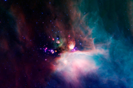 Beautiful multi-colored space nebula. High quality photo