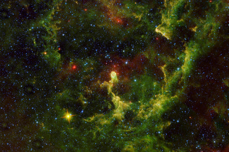 Beautiful green space nebula. High quality photoの写真素材