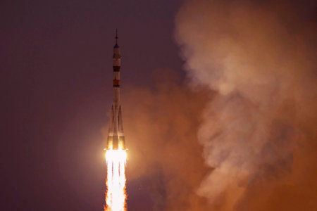 Rocket launch into space. High quality photoの写真素材
