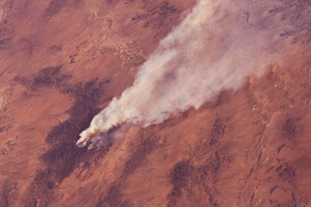Forest fires, view from space. High quality photoの写真素材