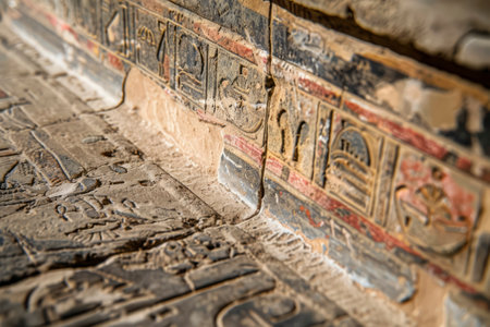 Egyptian writing on stones. Generative AI. High quality photoの素材