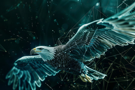 Eagle drawn with stripes. Generative AI. High quality photoの素材