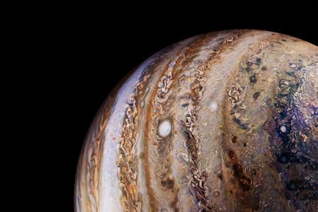 Planet Jupiter on a dark background.の写真素材