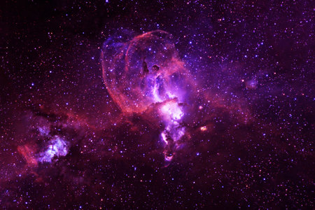 The cosmic nebula is red. High quality photoの写真素材