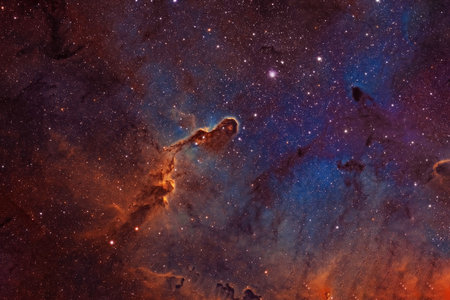 The cosmic nebula is red. High quality photoの写真素材