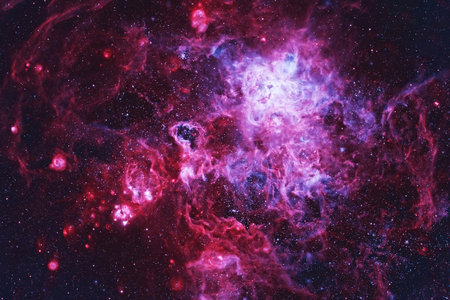 Red galaxy in deep space. High quality photo