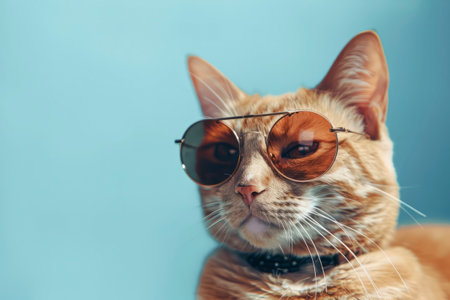 Red cat with glasses. Generative AIの素材