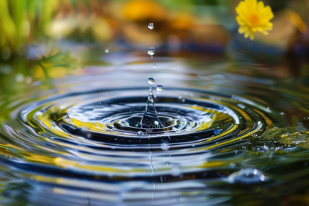 Clean drops in water. Generative AIの素材