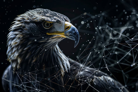 Eagle drawn with stripes. Generative AIの素材