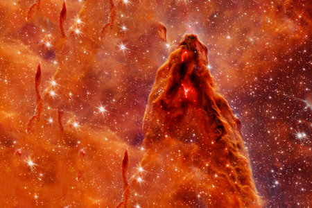 Red galaxy, beautiful space. Elements of this image furnished by NASA